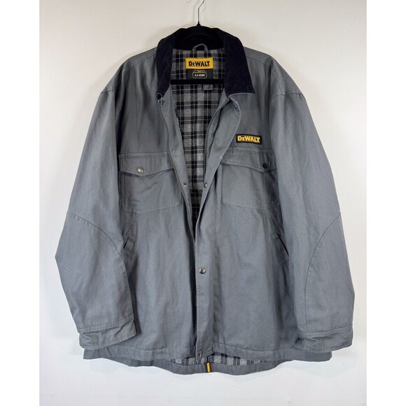 DEWALT Mens Jacket Gray Heated Barn Coat Full Zip Lined Flannel Work Size XL - Picture 8 of 11